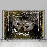 Aperturee - Black Gold Diamond Pearl Masquerade Party Backdrop